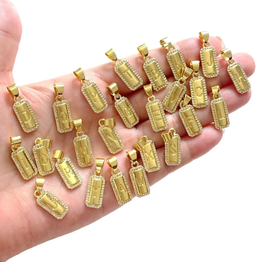 26Pcs/26 Letter Pendant Jewelry Accessories 18 Gold and Copper Inlaid Zircon Letter Necklace Pendant DIY Jewelry