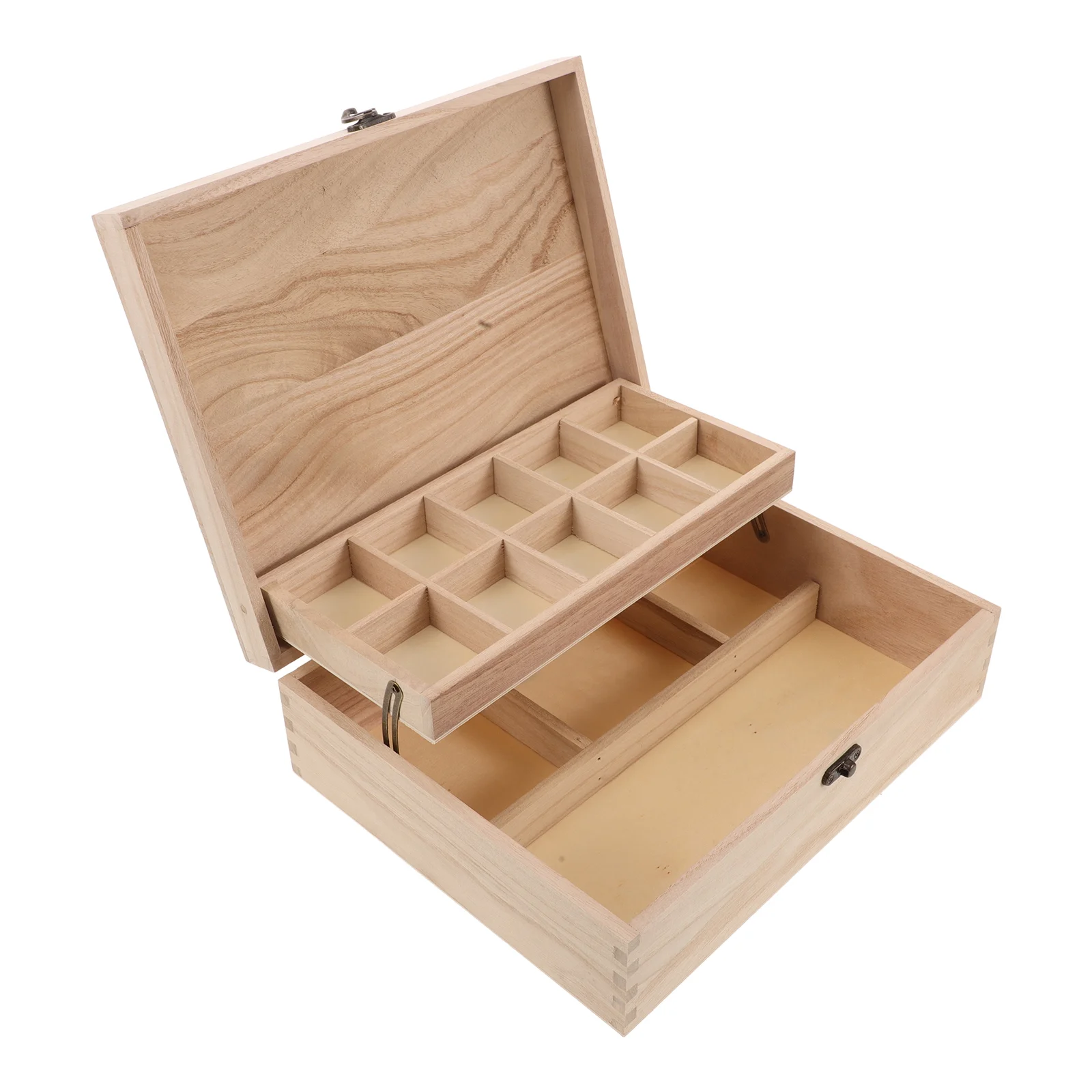 

Unfinished Jewelry Box DIY Wooden Trinket Box Wood Storage Box Keepsake Jewelry Box with Locking Clasps for Rings Earrings Neck