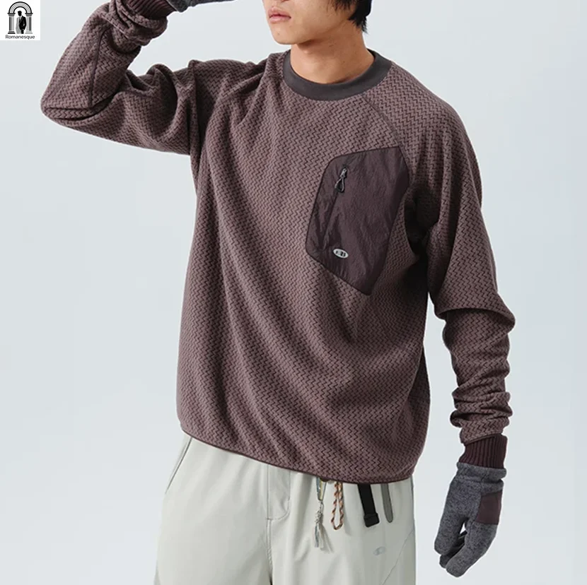 

Mountain-Ready Crewneck: Engineered with Ribbed Neck, Reflective Logo, & Secure Chest Pocket for Outdoor Style Unisex