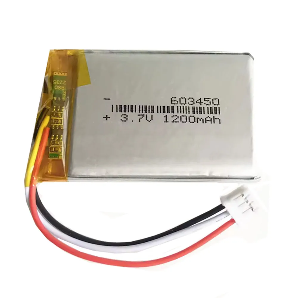 3.7V 1200mAh 4.44Wh Thermistor NTC 3 Wire Polymer LLipo Battery 603450 JST 3P 2.0mm Connector For Hayward AquaPod 2 GPS DashCam
