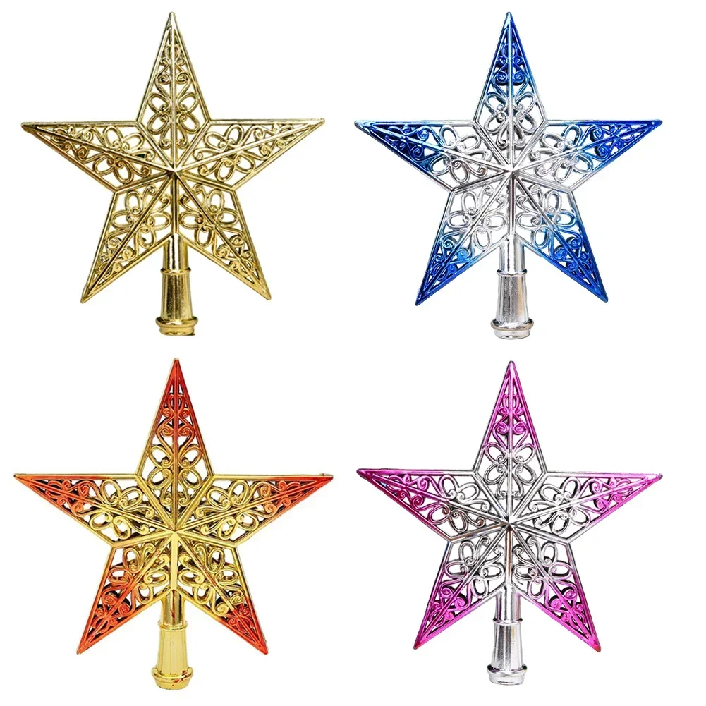 New In Christmas Tree Top Sparkle Stars Christmas Tree Decoration Hollow Carved Star Party Decorations New Year 2025 Navidad