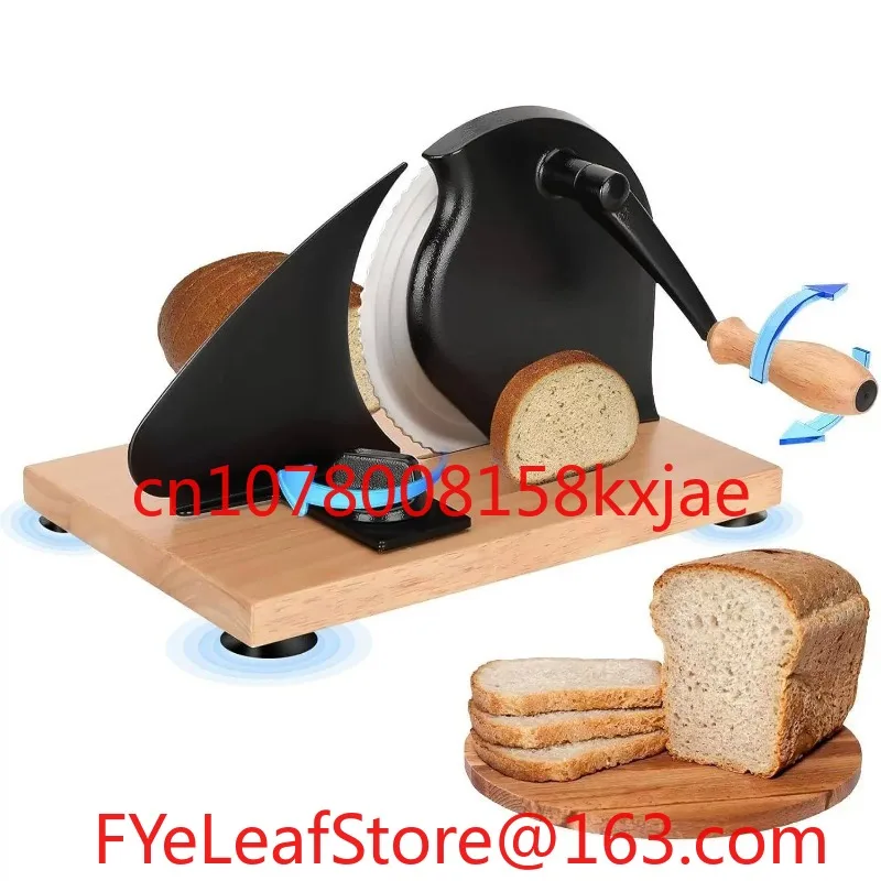 Rebanador de pan clásico con manivela hecho de material de acero inoxidable, con líneas de escala y valla de acero