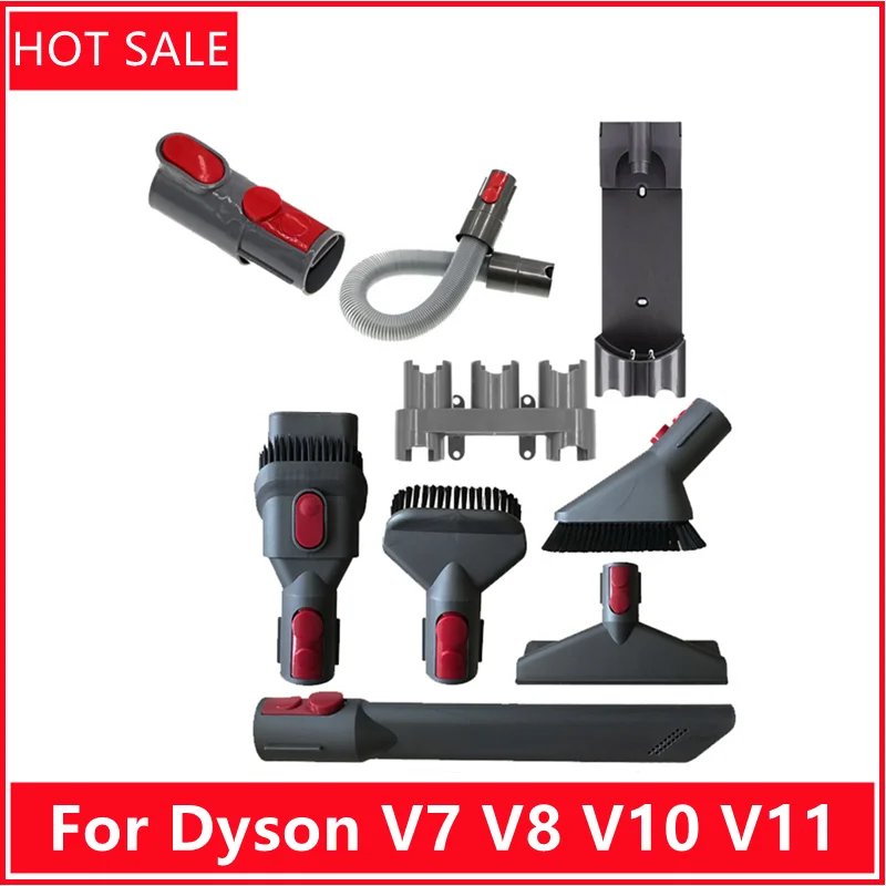 For Dyson Vacuum Cleaner V7 V8 V10 V11 Long Flat Suction Brush Head Mattress Suction Head Hose Hanger Accessories