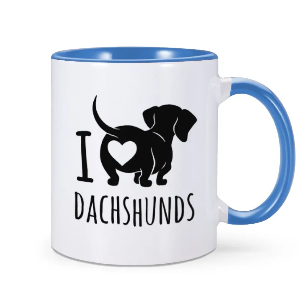 Cute Dachshund Mug I Love Dachshund Ceramic Camping Coffee Mugs Birthday Gift for Sausage Dog Lover Pet Owner Milk Tea Cup 11oz