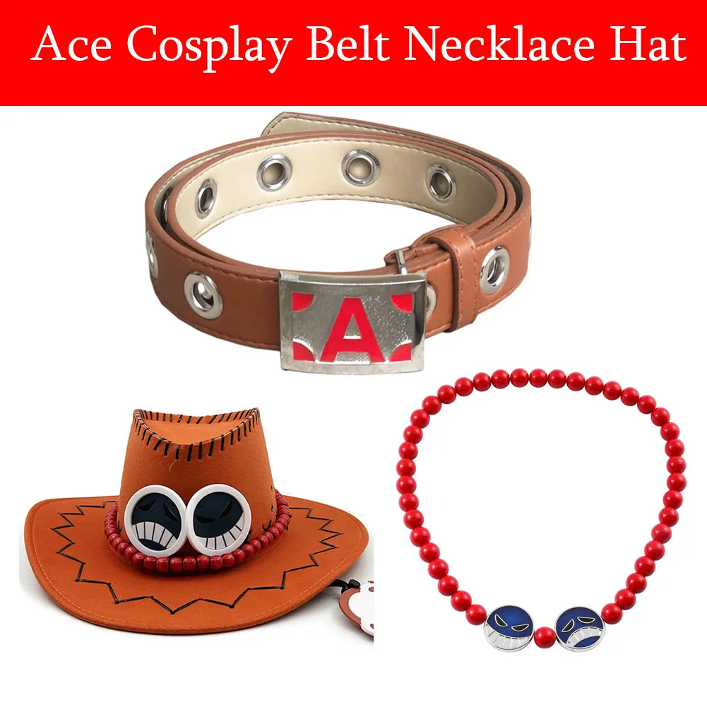 Ace-disfraz de pirata de Anime Unisex, traje de fiesta de Halloween, cinturón, collar, sombrero, accesorios