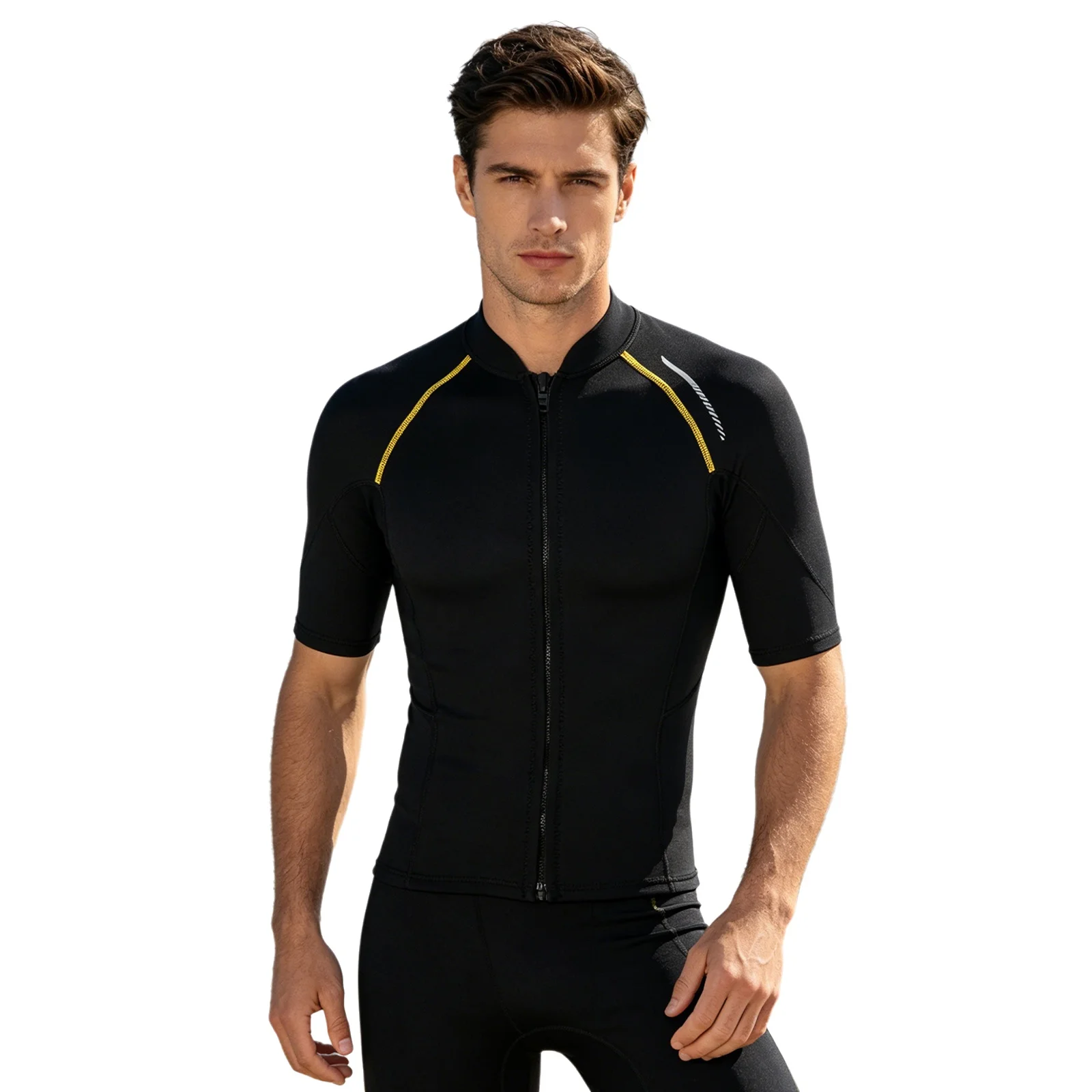1.5MM Neoprene Adults Mens Wetsuit Top Short Sleeve Zip Swim Shirt Body Warmth Snorkeling Diving Swimming Surfing Jacket Suit