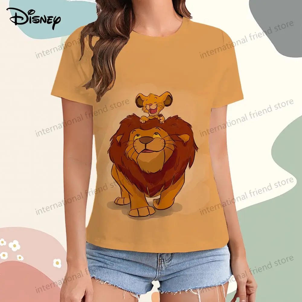 T-Shirt Disney De Leeuw Koning Dames Simba Y 2K Korte Mouw T-Shirt Nieuwe Jurk Zomer T-Shirts XS-3XL O-Hals 2024 Vrije Tijd Tops 2024