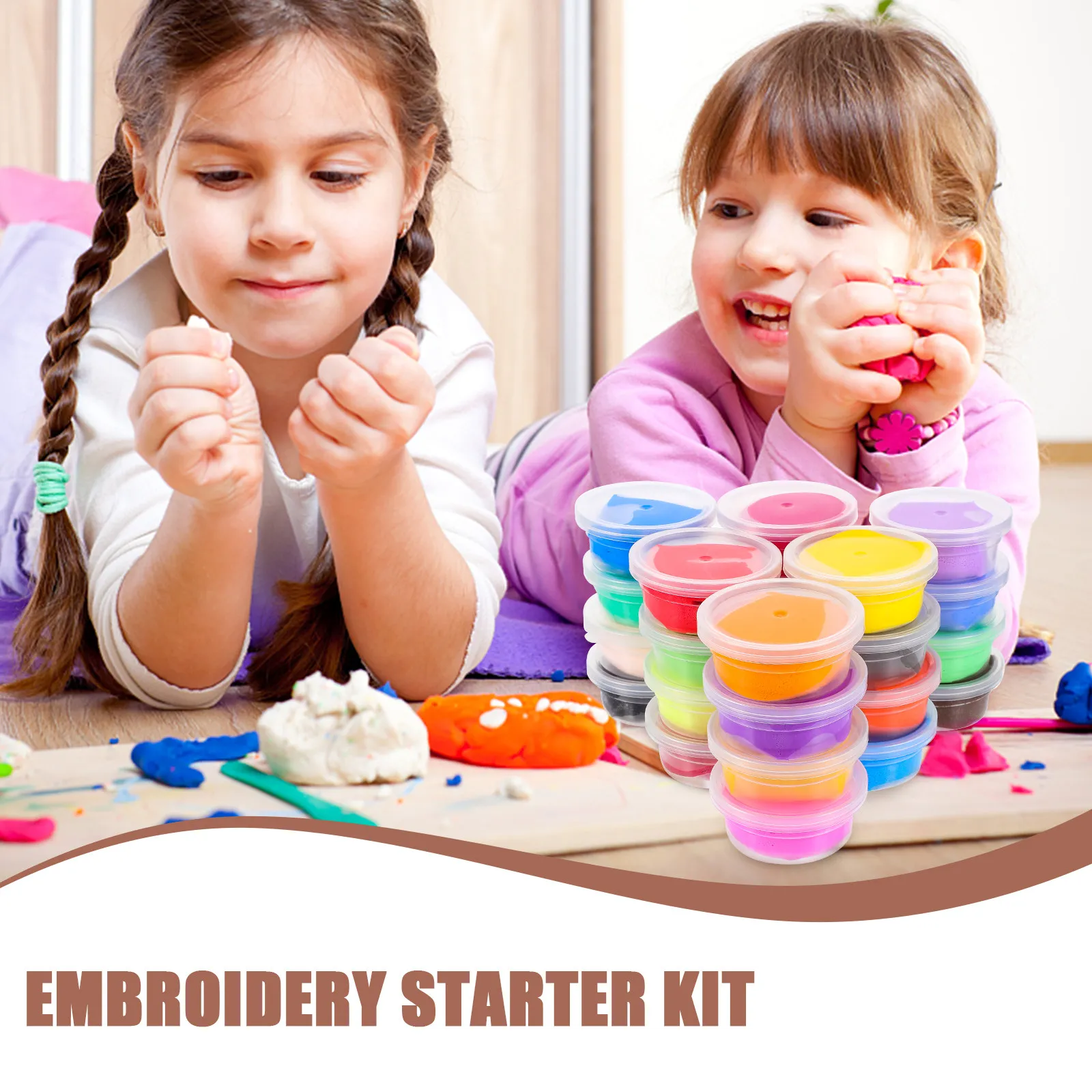 1Set 24 Color DIY Modeling Clay Kit Soft Non-Toxic Air Dry Clay for Kids Creative Craft Projects Hand Eye Coordination
