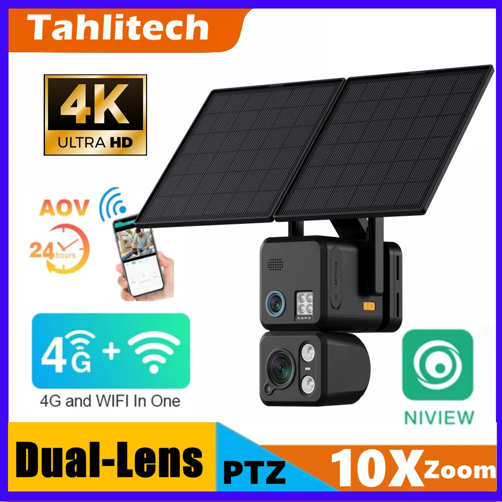4G & Wireless Solar Camera PTZ PIR Human Detection Night Vision Waterproof Security Video IP Camara 8MP 4K Battery CCTV Monitor