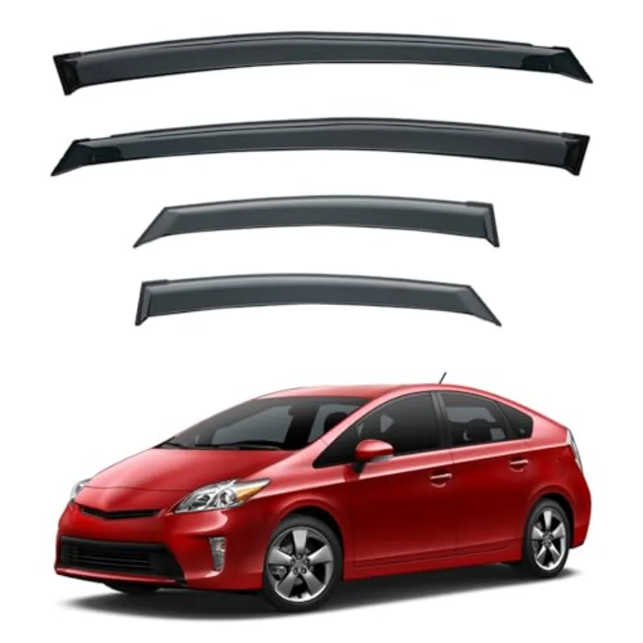 

Комплект из 4 ветровиков JDM для окон, совместимый с Toyota Prius/Prius Plug-in 2010-2015, внешний монтаж, тонированные, защита от солнца и дождя