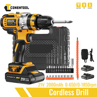 3In1 21V Electric Cordless Drill Driver Power Screwdriver Combi 2 Battery Set w/LED Worklight & Charger