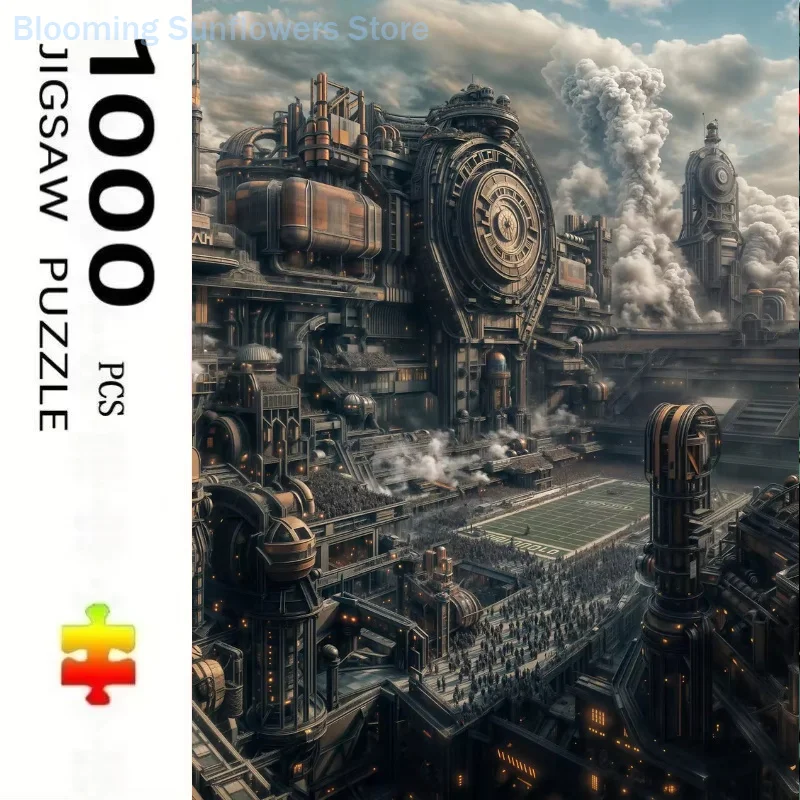 Jigsaw Puzzle 1000 Pieces Steampunk Cityscape Painting Paper Puzzle for Adults,  Relaxing Game, Christmas & Birthday Gift