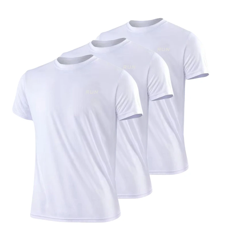 T-Shirt à Manches Courtes et Col Rond à vaccage Rapide, Vêtement de dehors pour Gym, Course à Pied, Exercice d'Entraînement, 3 Pièces par Paquet