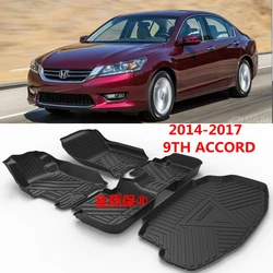 Use for 2014-2017 9th HONDA Accord custom car All-Weather car Floor Mat Fit For HONDA 9th Accord custom waterproof pad floor mat