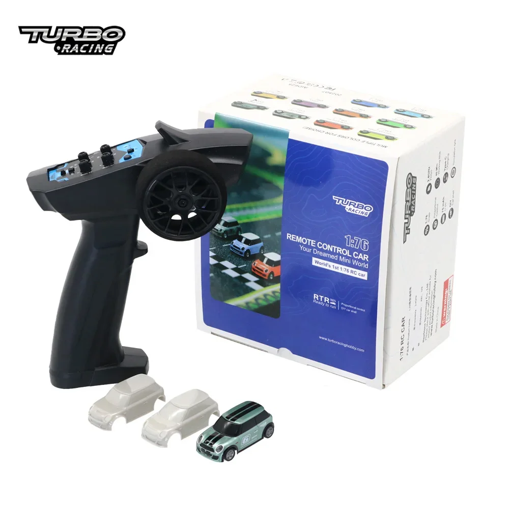 RoRuSTurbo Racing 1:76 RC Car Mini Full Proportional Electric Race RTR Car Kit 2.4GHZ Racing Experience Car Kids Toys