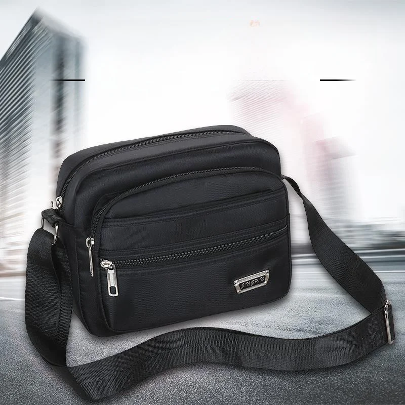 Oxford Cloth Men's Shoulder Bag Casual Crossbody Multi-layer Zipper Horizontal Style Backpack for Young Men Leisure Purse