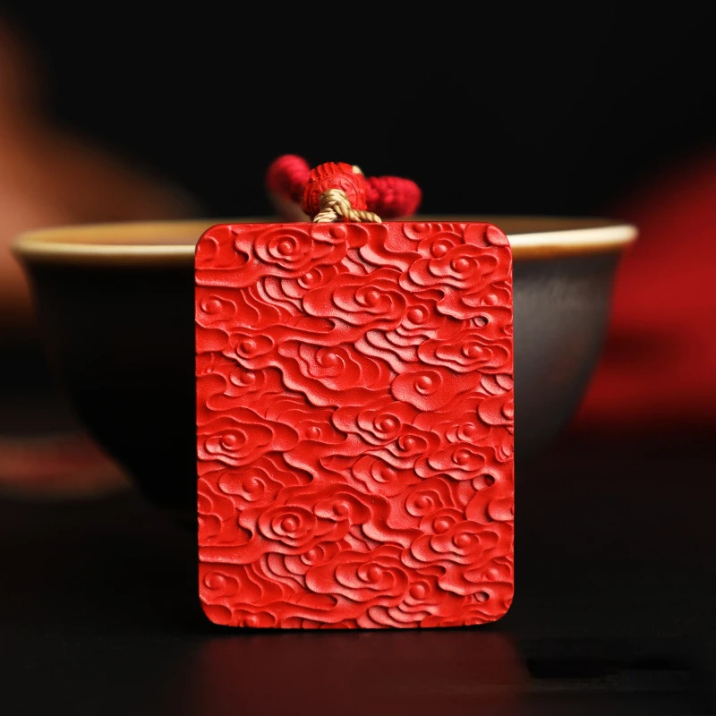 Chinese Style Retro Ethnic High Content Cinnabar Painted Thangka Phoenix Hanging Tag Men Women Braiding Rope Necklaces Pendants