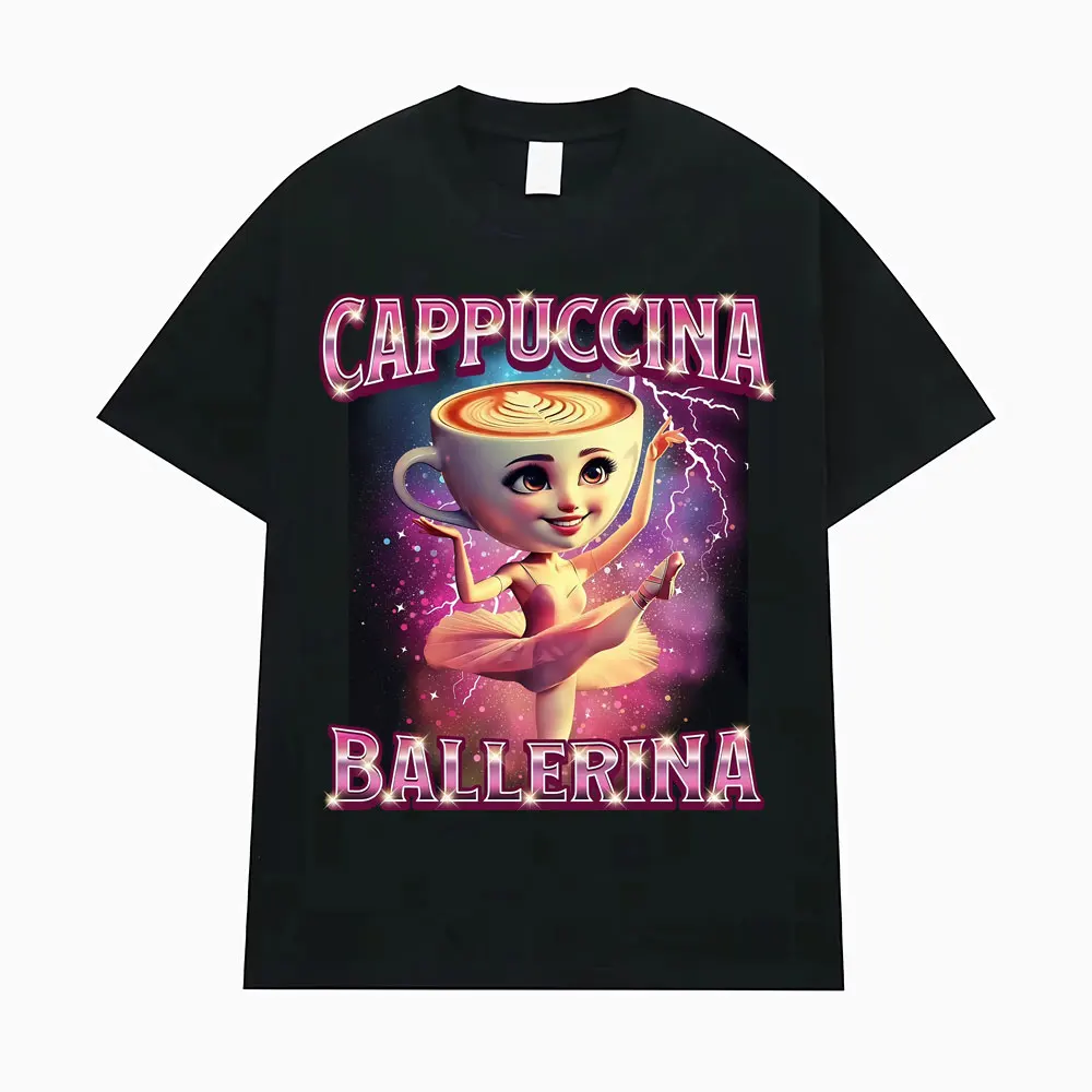 

2025-26 Hot-selling New Cappuccina Ballerina Funnu Italy BrainrotMeme T-shirt Men's Fashion Trend Cotton Short Sleeves