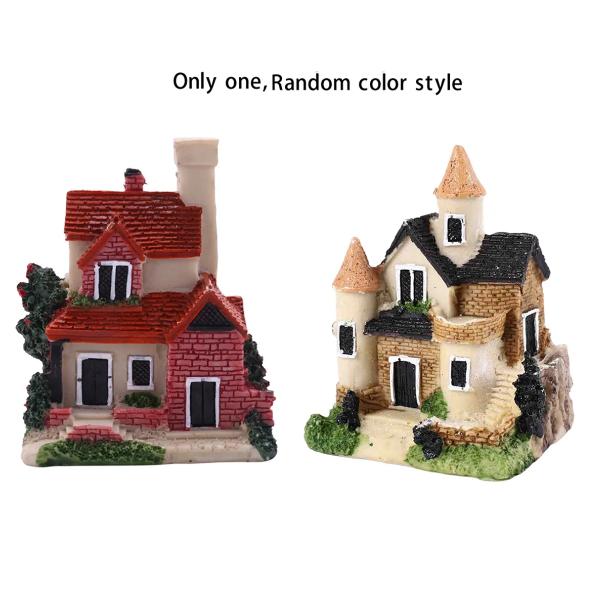 

Cute Mini Resin House Miniature House Fairy Garden Landscape Home Garden Decoration Resin Crafts 4 Styles Color Random