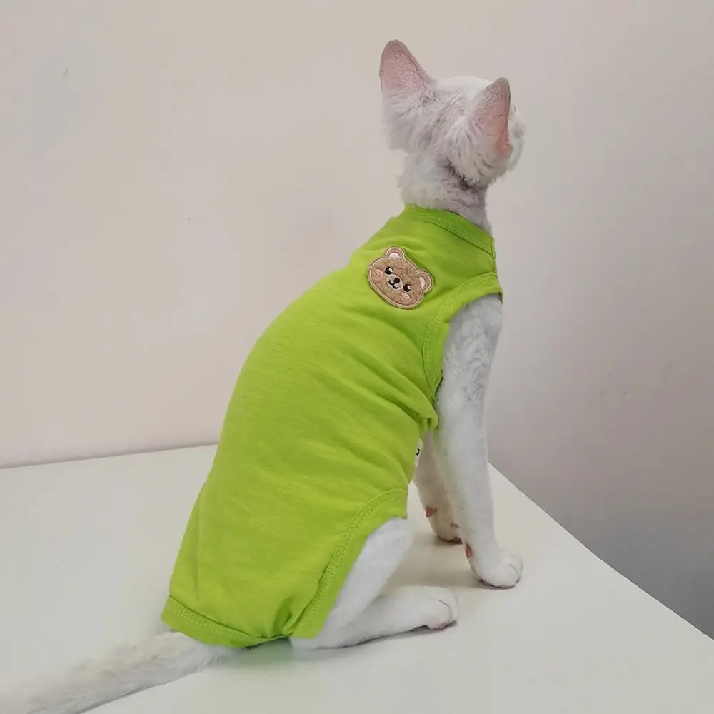 Breathable Sphynx Cat Clothes Sleeveless Four Legged Clothes Cat Apparel Cat Bodysuit Daily Wear Cotton Kitten Shirt