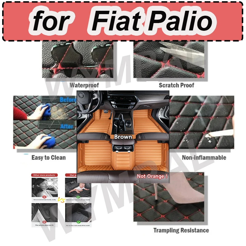 Alfombrillas de lujo personalizadas para coche, para Fiat Palio 2004 2005 2006, cuero de lujo, cobertura completa para hombres y mujeres