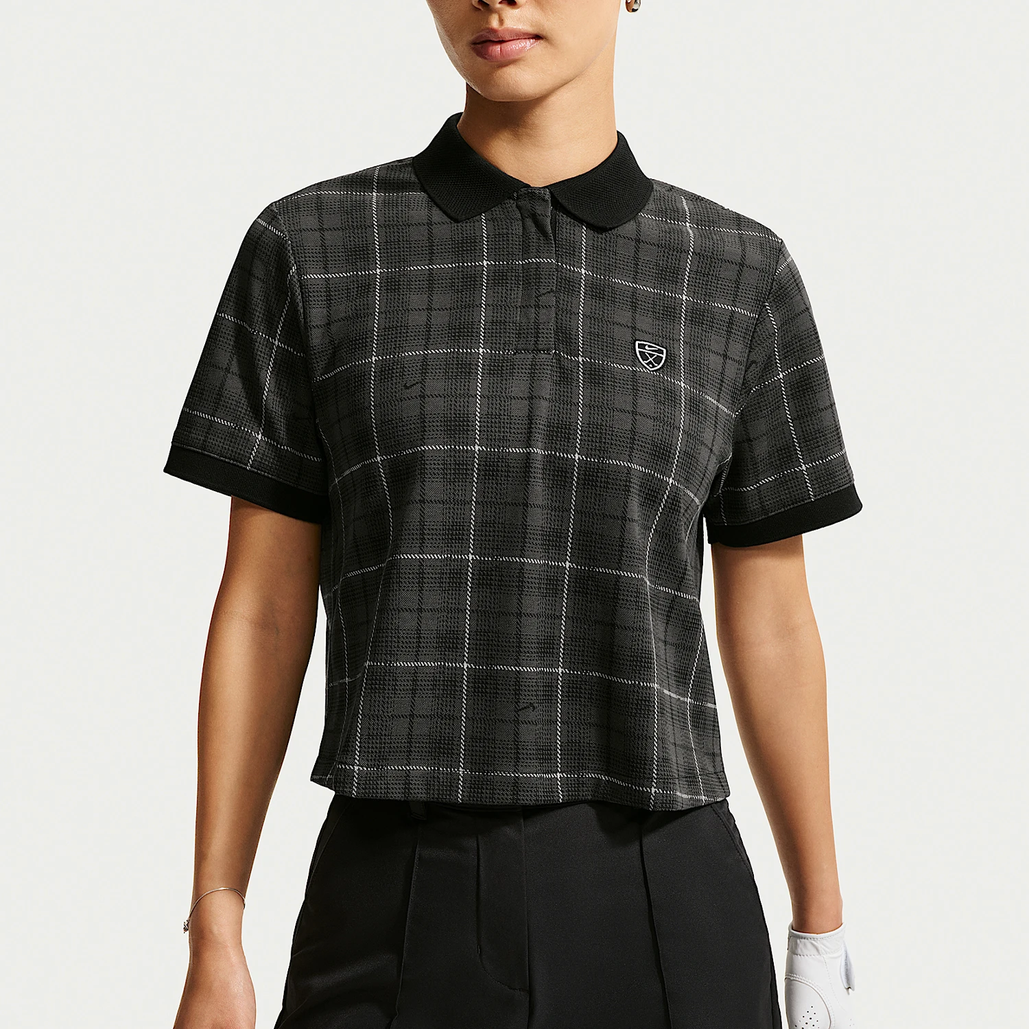 Nike genuine AS W NK DF FF PLAID women's short sleeved polo shirt IO0351-010