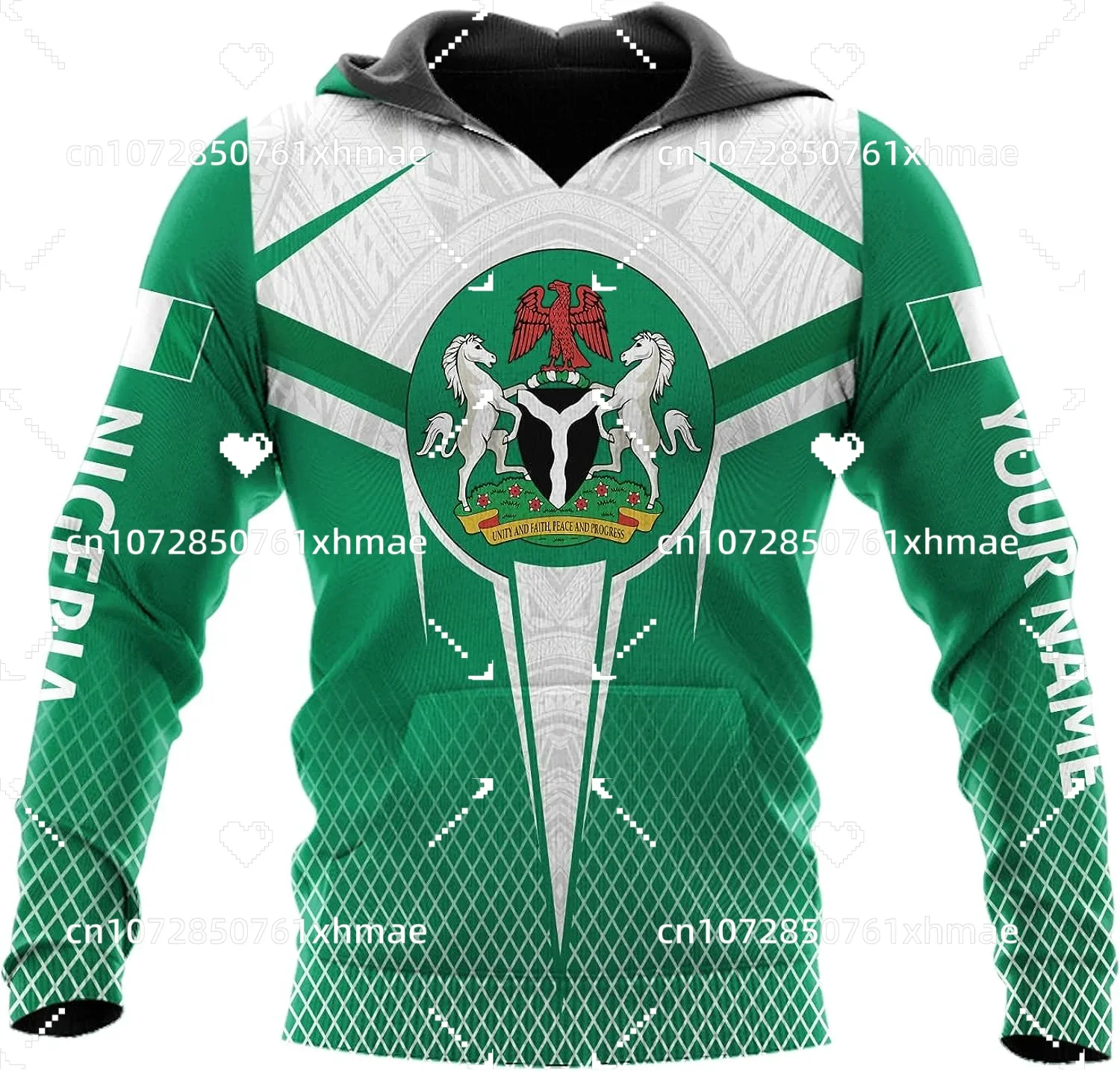 Nome personalizzato gratuito Nigeria Flag Badge 3D Print felpa con cappuccio felpa oversize Casual da donna da uomo Fashion Harajuku Street Zip felpa con cappuccio