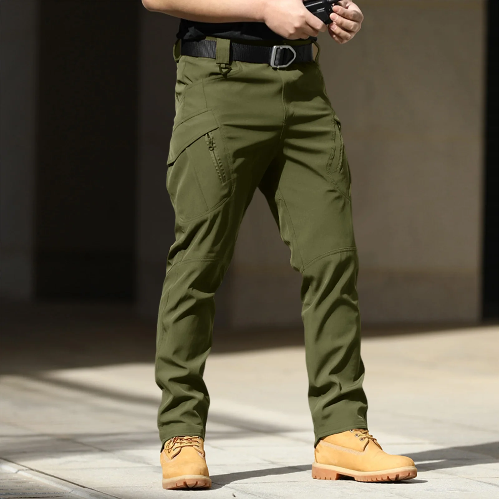 

Multi Pocket Zipper Work Pants Outdoor Hiking Pants Men'S Solid Color Assault Pants Camping Travel Fishing Pants