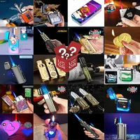 Random Unique Mysterious Gift Torch Lighter Cigarette Accessories Creative Straight Flame Electric Windproof Ignition Tool Gift
