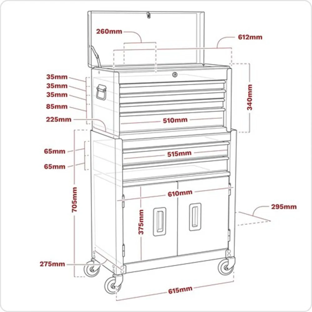 Purple And Gray 6-Drawer Large Rolling Tool Chest With Wheels Cabinet For Repair Room,Warehouse