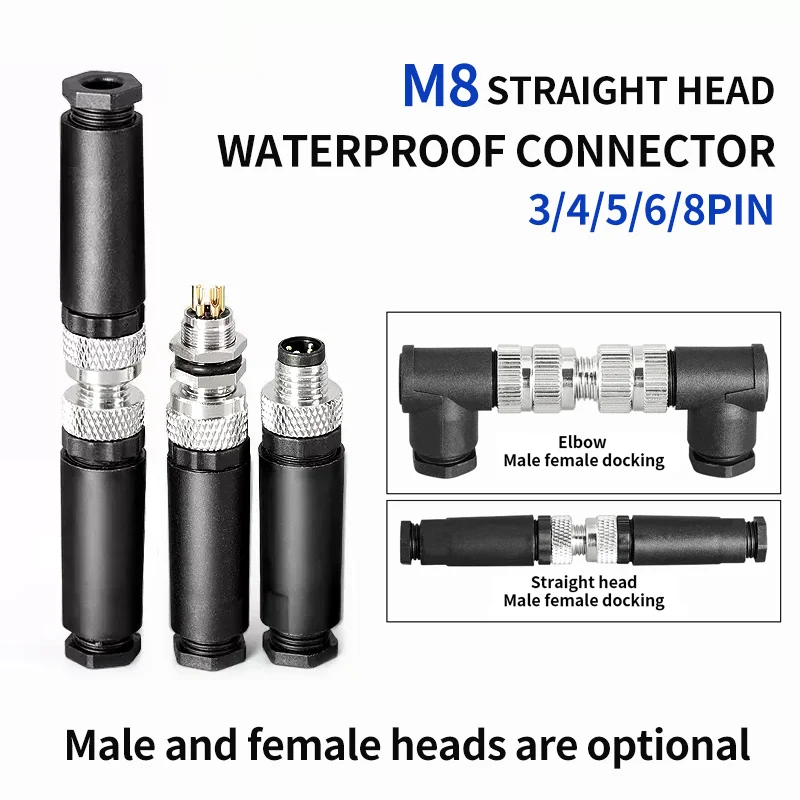 

M8 waterproof connector - 3P4P male female M8 waterproof aviation plug socket sensor cable connector