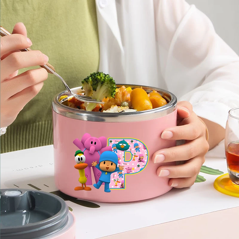 

Pocoyoed Insulated Lunch Box Cute Anime Figure Pink Lunch Case Cartoon Fashion Bento Case Large Capacity Insulation Bucket Gifts