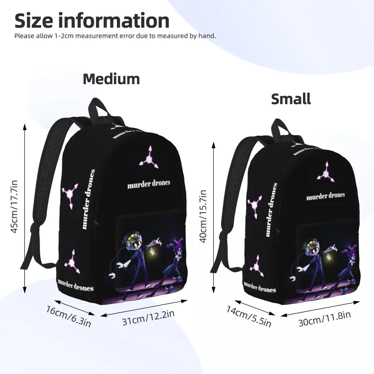 Sac à dos léger pour hommes et femmes, sac à dos pour ordinateur portable, sac à dos décontracté pour étudiants, randonnée, voyage, série télévisée, anime de dessin animé, meurtre, drones