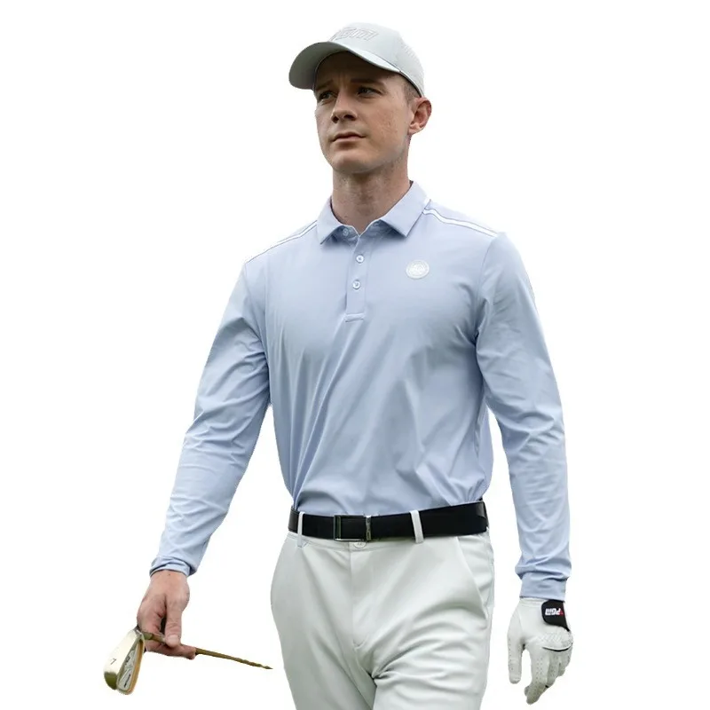 

Golf Clothing PGM Men's Long sleeved Autumn/Winter Sports T-shirt Casual Versatile Polo Shirt Men's Flip Neck Top Golf Supplies