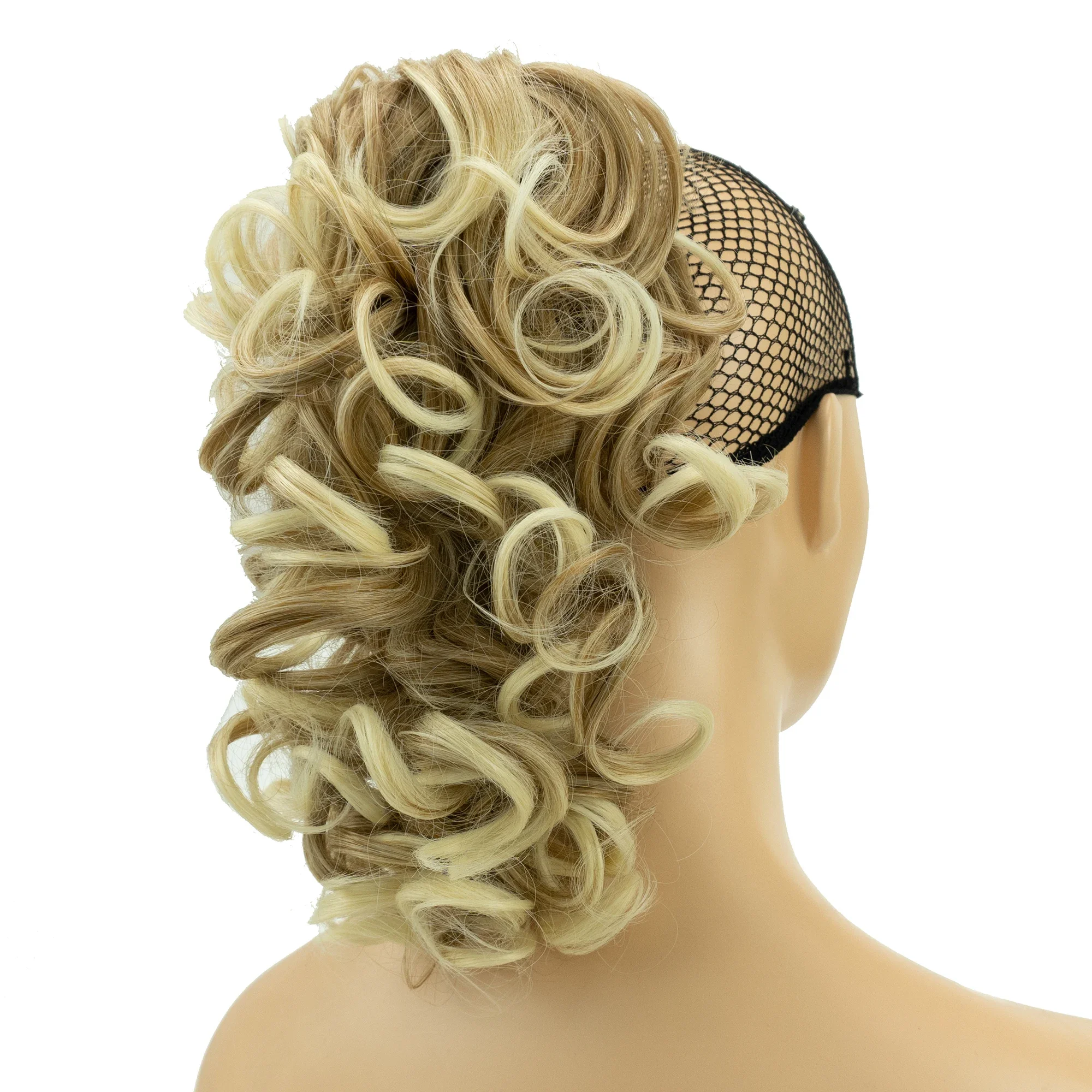 Soowee Messy Curly Black to Gray High Temperature Fiber Little Pony Tail Hairpiece Synthetic Hair Extensions Claw Ponytail