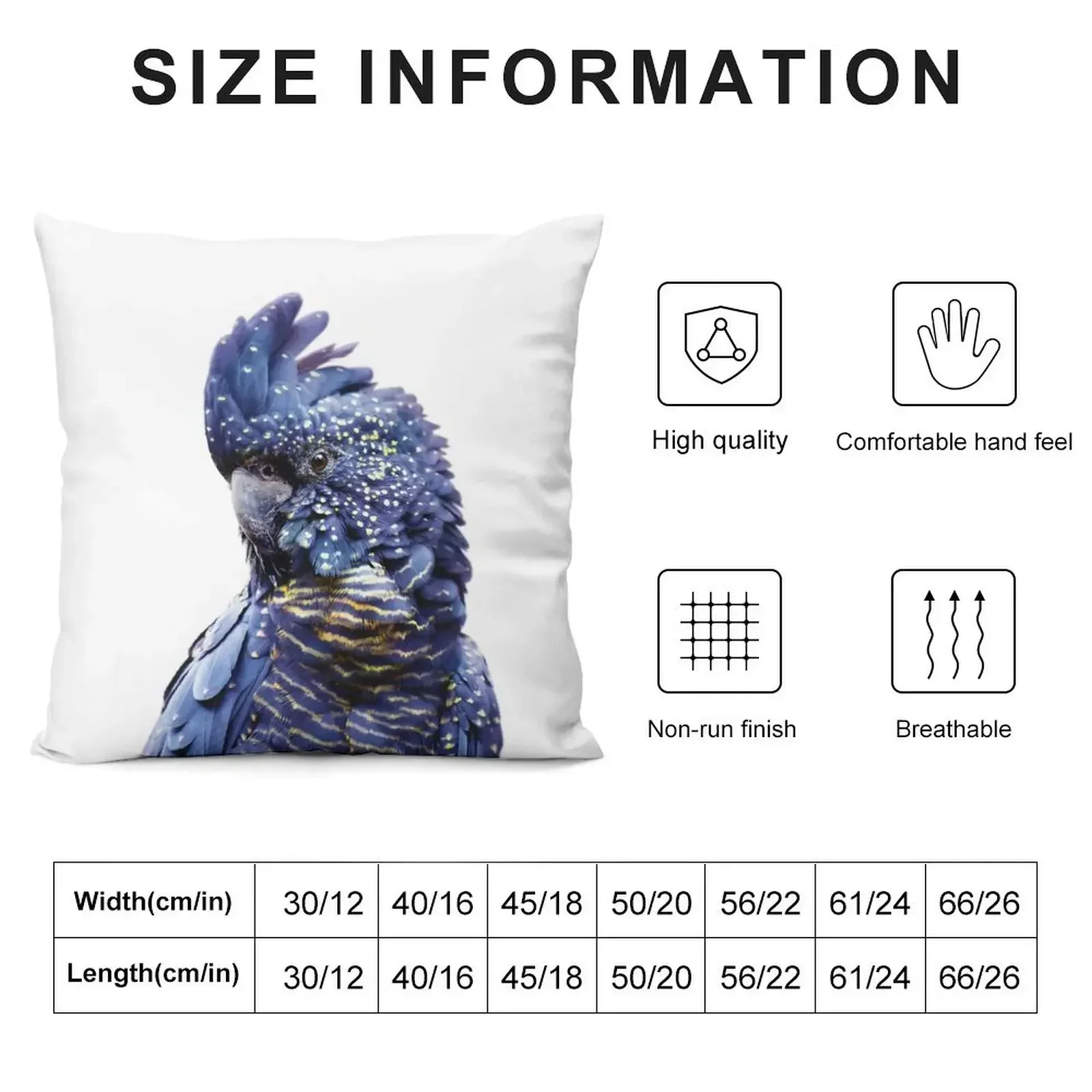 Black Cockatoo Throw Pillow Sitting Cushion Sofa Cushions Covers Couch Cushions pillow