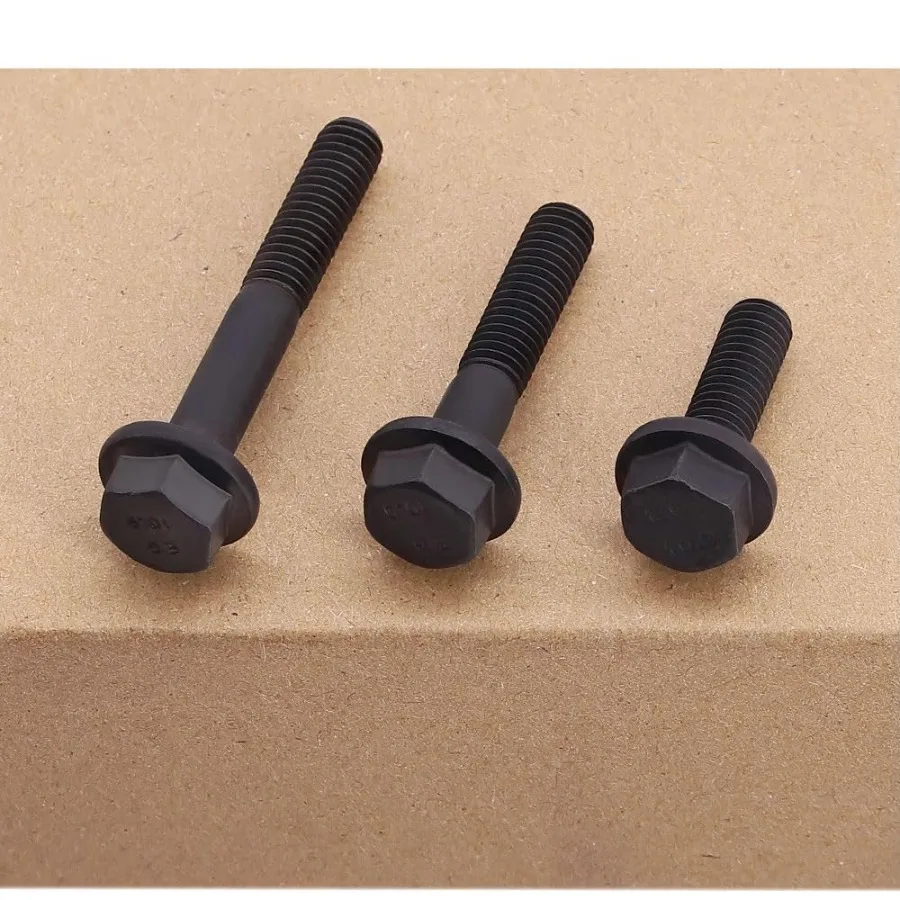 M121.75 x 45mm 6個 フランジ付き六角ボルト ネジ 黒色酸化皮膜仕上げ 10.9級合金鋼 大型フランジワッシャー ボルト DIN6921 GB5789