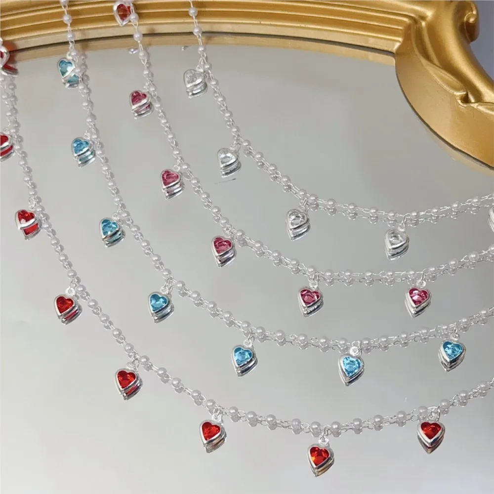 0.5Meter/1Meter Pink Crystal Heart Brass Chain for Jewelry Making 6mm Love Dangle Charms Chains Choker Necklace Chain Findings - view 3