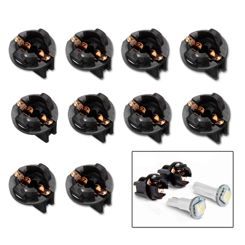 10 Pieces T10 Socket Dashboard Instrument Panel Socket T10 W5W 168 192 194 Twist Lock Wedge Bases Lamp Dash Bulb Plug