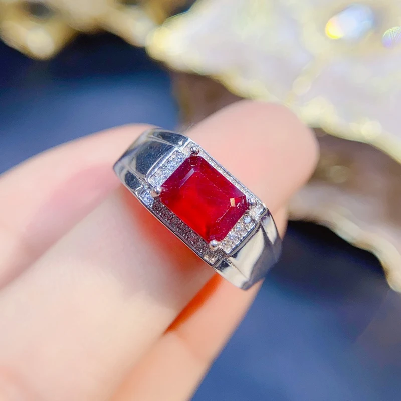 Natural Ruby Rings for men silver 925 jewelry luxury gem stones 18k gold plated free shiping items