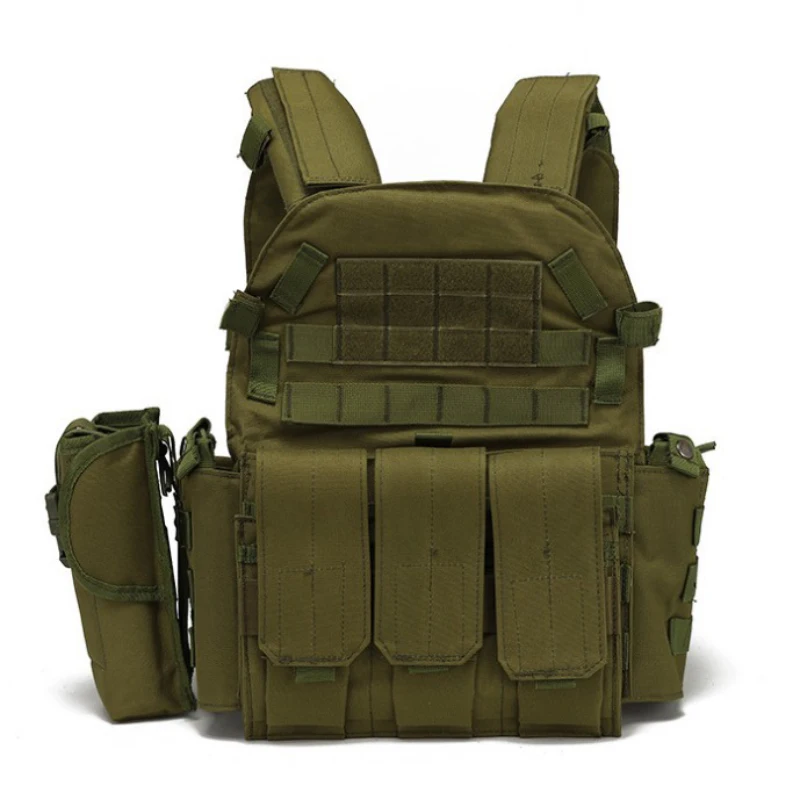 Outdoor Nylon Plate Carrier Tactical Vest Hunting Protective Adjustable Vest for Combat Airsoft Accessories Detachable Bag