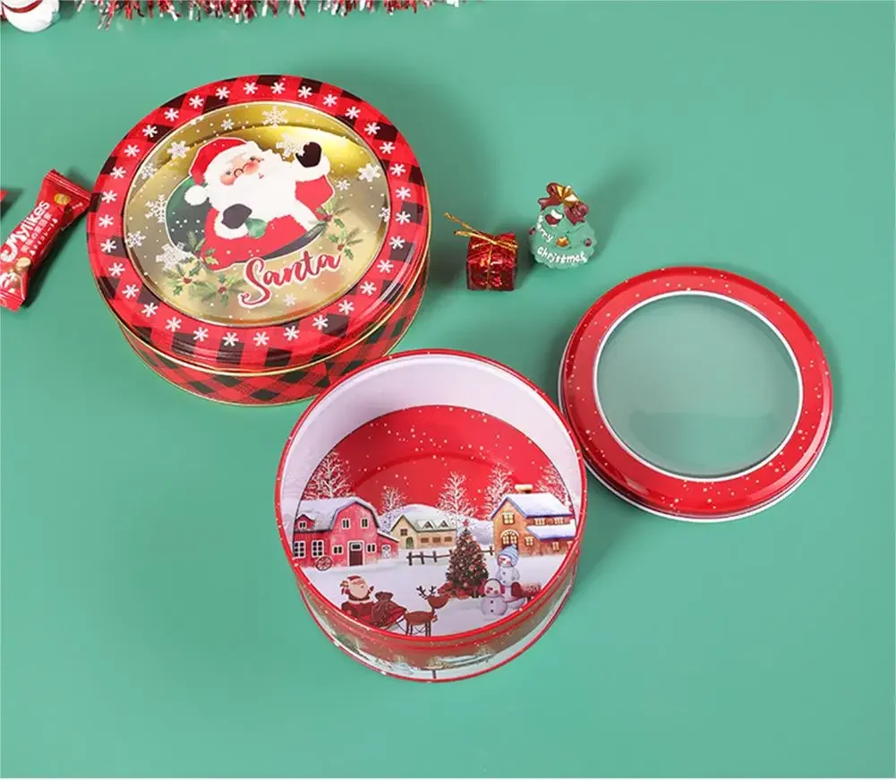 4pcs Christmas Metal Tin Jars Coffee Tea Spice Candy Jewelry Storage Case Candle Making Containers Decorations Boxes