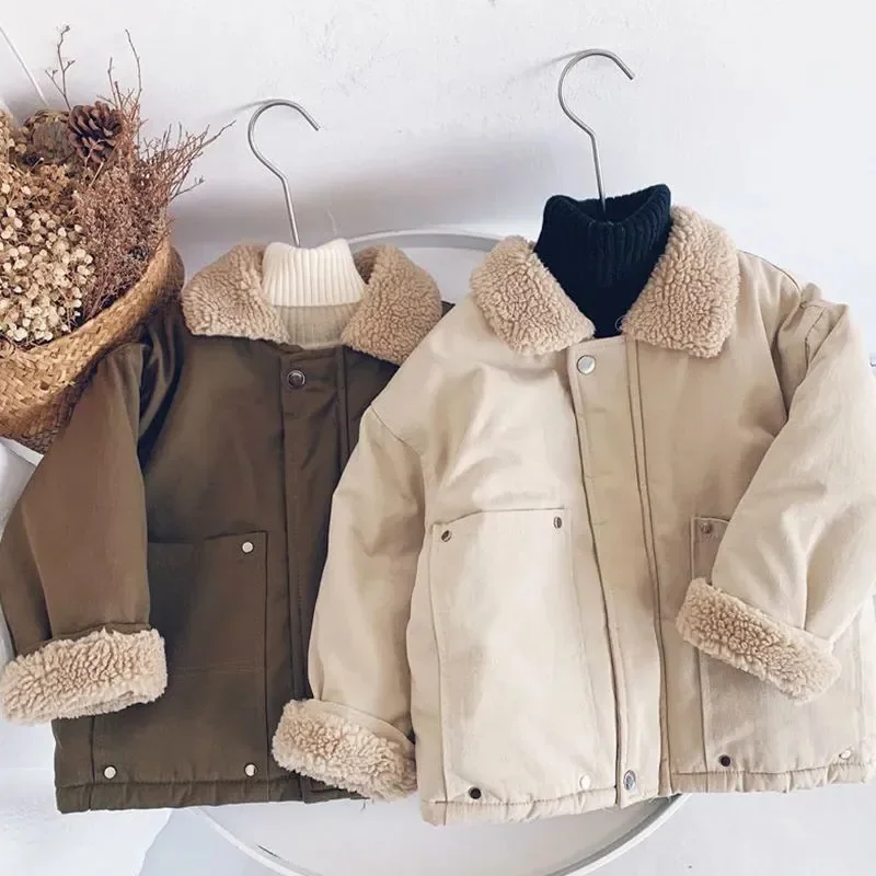 

Boys' Thickened Cotton Padded Jacket Thickened Winter Cotton Padded Jacket Suede Collar Coat