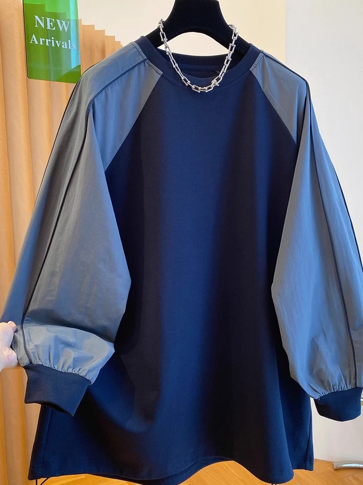 سترة نسائية فضفاضة كبيرة الحجم 300 بو، فريدة وجميلة للغاية، بأكمام طويلة، تصميم عصري مع وصلات، مناسبة للخريف والشتاء