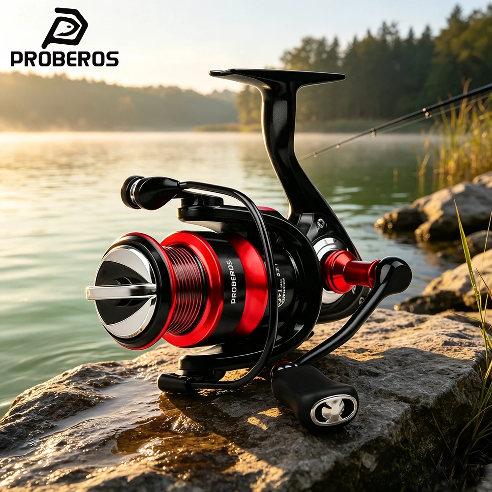 Proberos Angelrolle 3+1BB 8KG Max. Bremskraft 5.2:1 Süßwasser-Salzwasser-Rolle für Barsch- und Hechtangeln