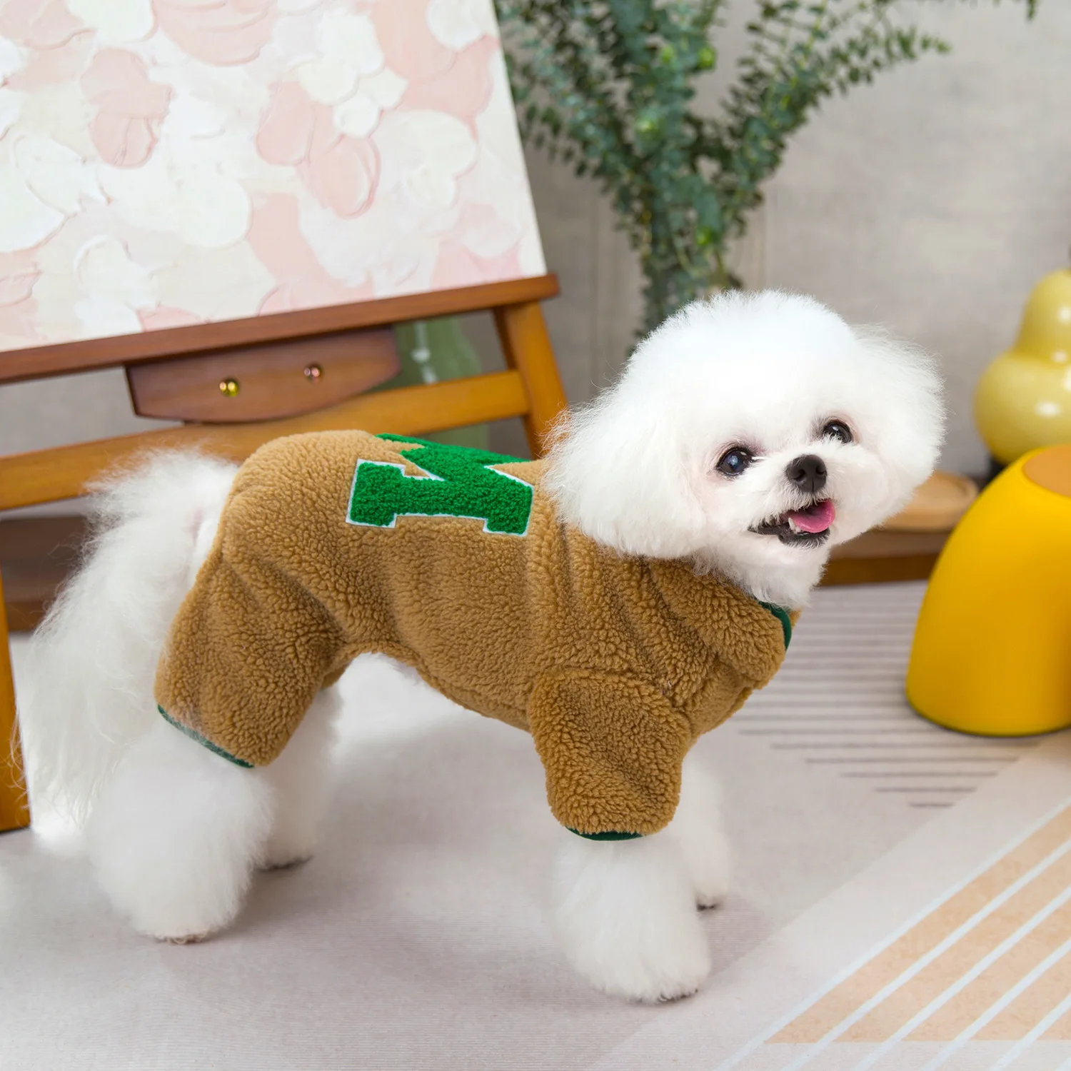 Velvet Dog Pajamas Turtleneck Dog Sweater Plush Soft Pet Clothes Winter Outfit Doggy Pjs Puppy Jumpsuit for Small Dogs Cats