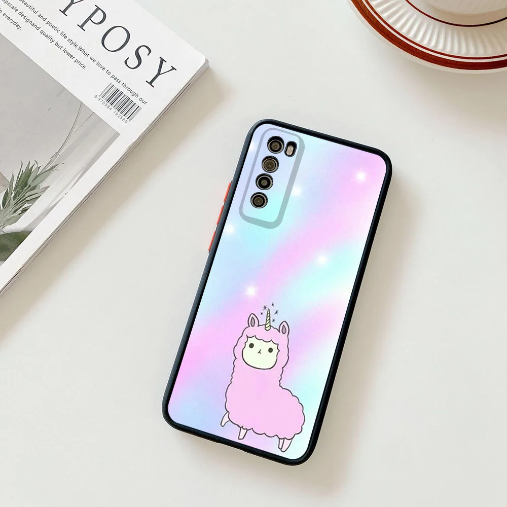 Phone Case For Samsung S21 Plus S24 S23 S22 S20 Ultra A53 A54 A71 A72 A73 A34 A51 A52 Color Alpaca Llama Translucent Back Cover