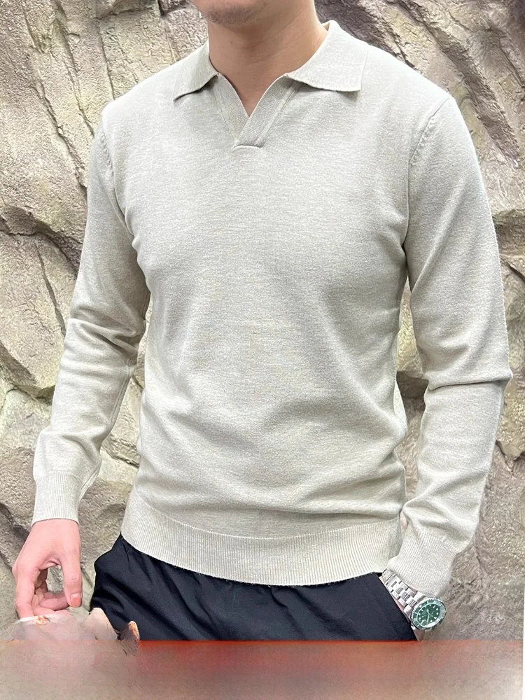 

Faionable Breathable Knitted Sweater V-Ne Design Polyester Viscose Acrylic Nylon Blend Autumn New Sle for Young Men