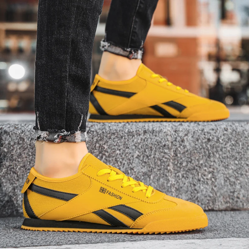 Original Yellow Canvas Shoes For Men Trend ow-cut Breathable Casual Running Sneakers Man Fashion Lightweight Men's Sports Shoes