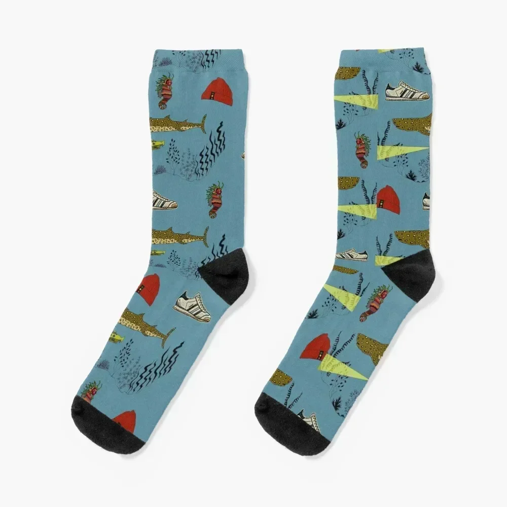 

Team Zissou - The Life Aquatic pattern Socks retro gym basketball designer brand Socks Men Women's